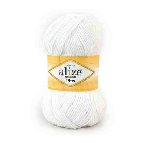 Alize Пряжа Alize Cotton Gold Plus (55% хлопок, 45% акрил) 100 гр, 200 м, 55 белый арт. 101431477549