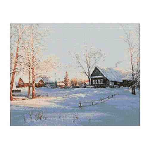 Алмазная мозаика Гранни «Зима в деревне» (полная выкладка, 40х50 см, квадратные стразы) арт. 385389026