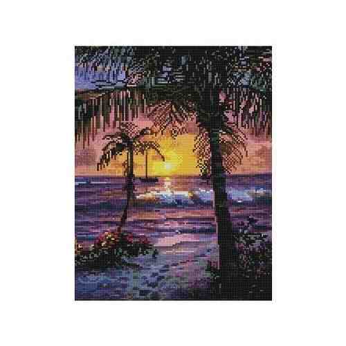 Алмазная мозаика Красивый закат с пальмами, PaintBoy 40x50 см. арт. 101330829247
