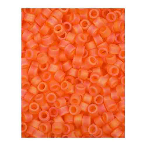 Бисер Miyuki Delica, цилиндрический, размер 11/0, цвет: Матовый радужный прозрачный апельсин (0855), 4,5 грамм арт. 101116223458