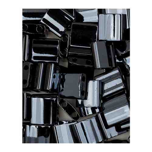 Бисер Miyuki Tila с двумя отверстиями, размер 5х5 мм, цвет: Непрозрачный черный Blue Hematite Full (55092), 5 грамм арт. 101116223396