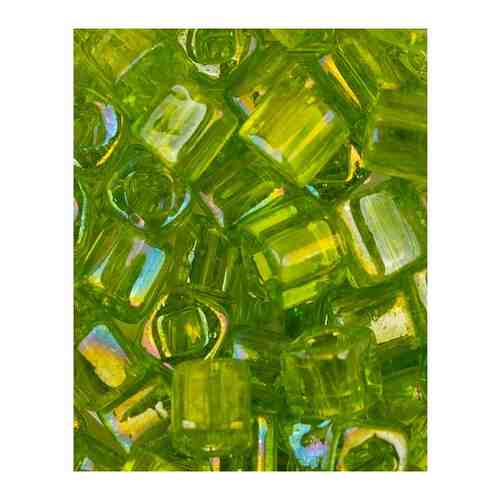 Бисер Toho Cube, кубический, размер 4 мм, цвет: Радужный прозрачный лайм (164), 10 грамм арт. 101116311607