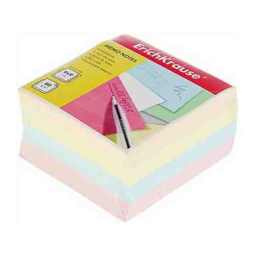 Блок бумаги для записей ErichKrause, 9 x 9 x 5 cм, плотность 80 г/м2, люкс, цветной арт. 101424556712