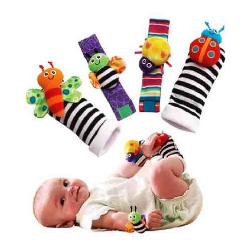 Браслеты погремушки 2 шт / Носки погремушки для новорожденных 2 шт / Набор носочки и браслеты погремушки арт. 101768725043
