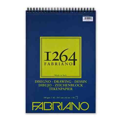 Бумага для графики Fabriano Альбом для графики DRAWING 1264 Fabriano, А3 180г/м2, 50л. (спираль по короткой стороне) арт. 101414659841