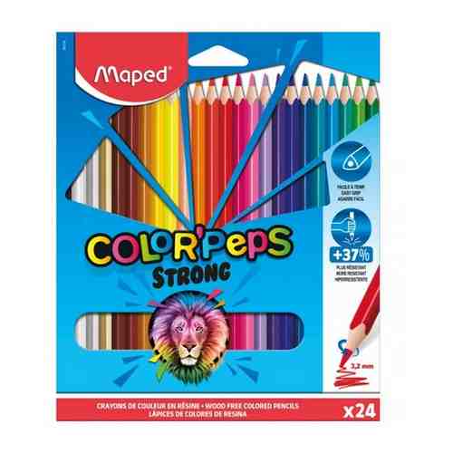 Цветные карандаши повышенной прочности, пластиковые, 24 цв,картон футляр MAPED COLOR'PEPS STRONG арт. 746787989