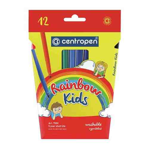 Фломастеры 12 цветов, Centropen 7550/12 Rainbow Kids, картонная упаковка, европодвес арт. 700795983