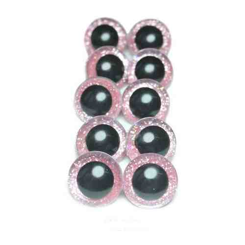 Глаза с блёстками, со светло-розовой вставкой, диаметр 20 мм, для игрушек, в комплекте с фиксатором (10 шт), КиКТойс арт. 101763648660