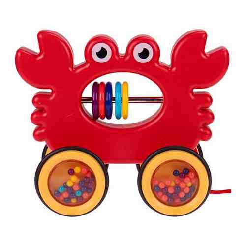 Игрушка каталка Крабик, счёты, колёса-погремушки, каталка на веревочке, детская развивающая игрушка, игрушка для малышей, 16х13х9 см арт. 101736247812