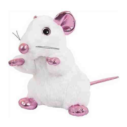 Игрушка мягкая в подарочном мешочке Крыса белая с розовыми лапками, 19 см Abtoys M2090 арт. 647193079
