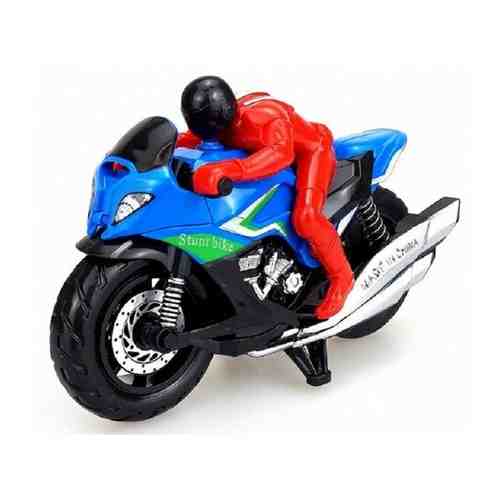 Игрушки для мальчиков, Мотоцикл, амортизирующий корпус, синий, с фигуркой гонщика, размер - 12 х 4 х 8 см арт. 101756008407