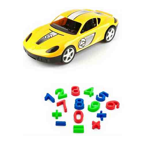 Игрушки для песочницы для снега Детский автомобиль (Молния) желтый + Песочный набор Арифметика, каролина тойз арт. 101229344629