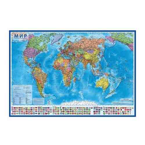 Интерактивная карта мира политическая, 117 х 80 см, 1:28 млн, в тубусе арт. 101437036501