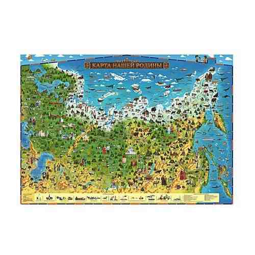 Интерактивная карта России для детей «Карта Нашей Родины», 101 х 69 см, ламинированная, тубус арт. 101404693648