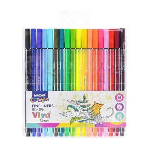 Капиллярные ручки линеры набор 18 цветов Mazari Vivo Line / для скетчинга / скетчинг / разноцветные ручки / для детей арт. 101243500945