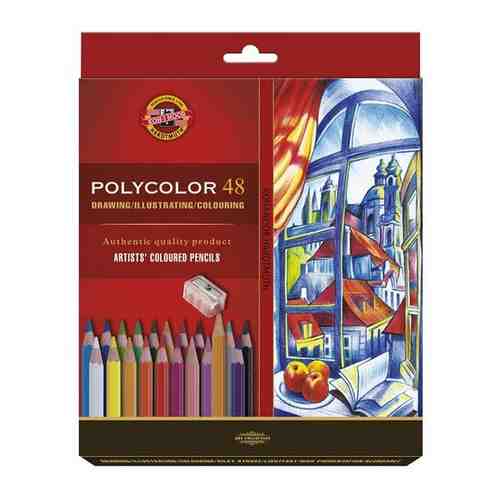 Карандаши цветные Koh-I-Noor Polycolor художественные 48 цветов шестигранные с точилкой арт. 1400998267