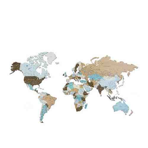 Карта мира настенная, iStolarka, Цвет номер 5, размер 140х80 см, язык наименований русский, Карта мира из дерева , Декор на стену арт. 101644906725