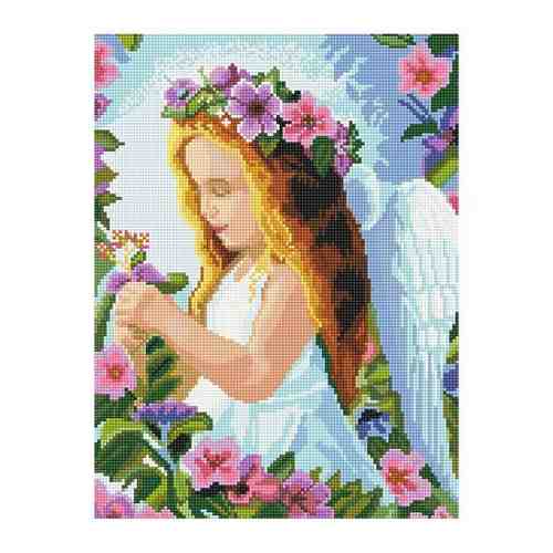 Картина стразами Ангел с цветами 30 x 40 см Ah00161 арт. 101243576394