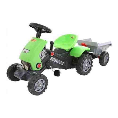 Каталка с педалями Трактор с прицепом зеленый веломобиль арт. 100382852232