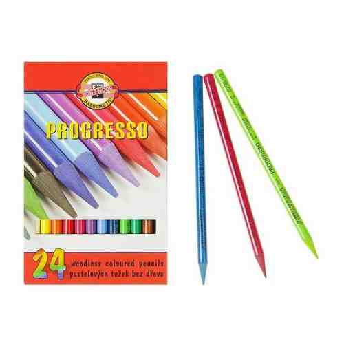 Koh-I-Noor Карандаши художественные 24 цвета, Koh-I-Noor PROGRESSO 8758, цветные, цельнографитные, в картонной коробке арт. 101404593294