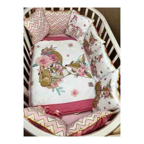 Комплект бортиков с одеялом и простыней в детскую кроватку для новорожденных арт. 101645237213