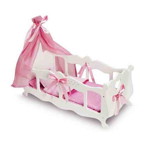 Кровать для кукол до 45 см, с балдахином и постельным бельем, розовая (72519) арт. 677122282