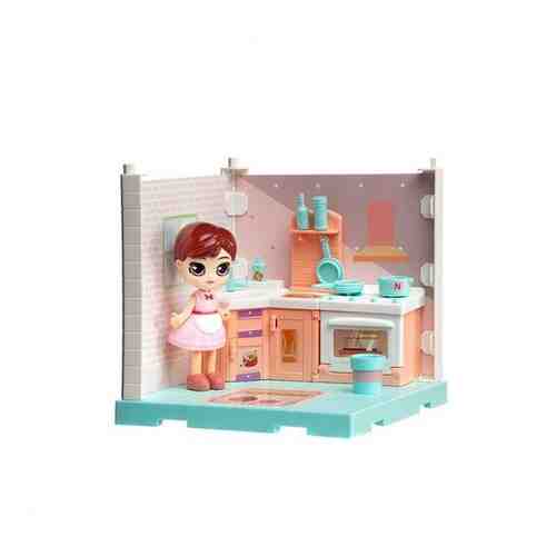 Модульный домик Junfa (Собери сам), 1 секция, Мини-кукла на кухне, аксессуарами (WJ-14330) арт. 101243494434