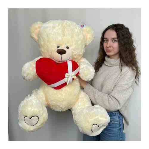 Мягкая игрушка плюшевый медведь, медвежонок, мишка плюшевый большой сидя 60 см, 80 см в длину, ОР 110 см с сердцем арт. 101719560692