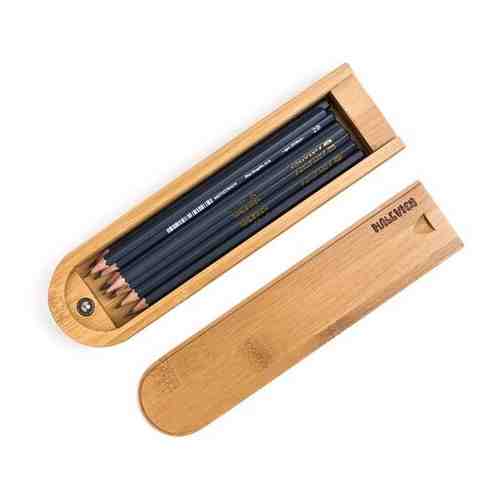 Набор чернографитных карандашей малевичъ в пенале из бамбука арт. 101307059878