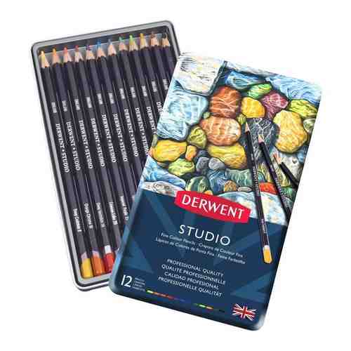 Набор цветных карандашей Derwent Studio 12 цветов в металлической упаковке арт. 101095191806