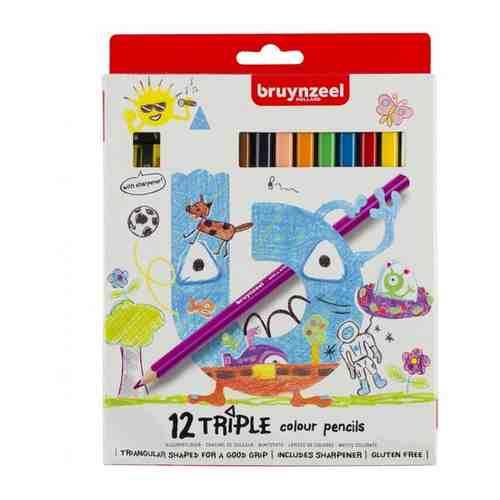 Набор цветных трехгранных карандашей Bruynzeel, 12 цветов + точилка арт. 101149763786