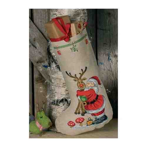 Набор для вышивания сапожка для подарков Санта и олень арт. 101127186035