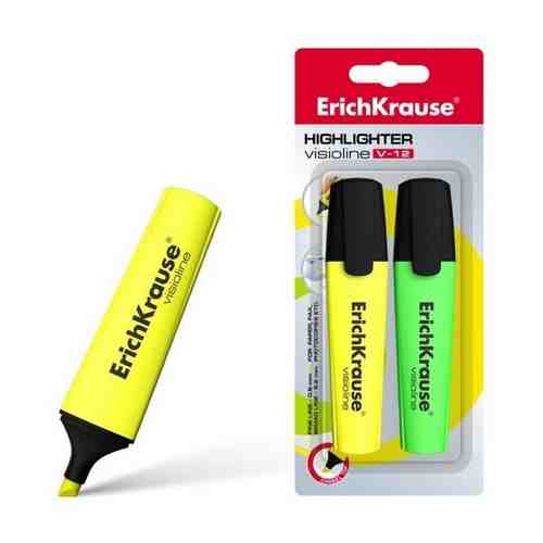 Набор маркеров текстовыделителей 2 цвета 0.6-5.2 мм Erich Krause Visioline V-12, цвет чернил: жёлтый, зелёный, в блистере арт. 101462550029