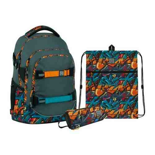 Набор школьный рюкзак с ортопедической спинкой Wonder Kite, грудная стяжка + пенал + мешок для обуви WK 727 Splash арт. 101769238888