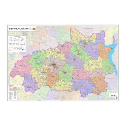 настенная карта Ивановской области 125 х 85 см (на самоклеющейся плёнке) арт. 101531629463
