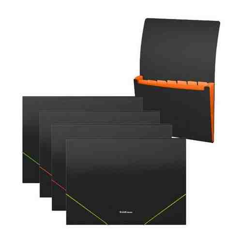 Папка-картотека на резинке 6 отделений Matt Classic, A4, черная арт. 101410410441