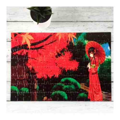 Пазлы CoolPodarok Аниме девушка в красном зонтик природа 20х29см 120 элемента арт. 101462986296