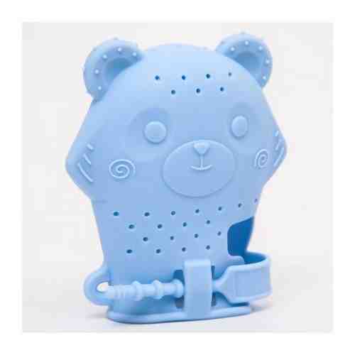 Прорезыватель рукавичка «Мишка», силиконовый, цвет синий арт. 101392210657