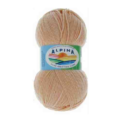 Пряжа Alpina Romantic, 100% шерсть, 5*100 г, 300 м+-15 м, №04 светло-персиковый, светло-желтый арт. 100896502824