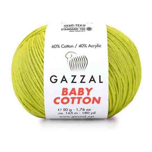 Пряжа Gazzal Baby Cotton (Беби Коттон) - 2 мотка Цвет: Фисташковый (3457) 60% хлопок, 40% акрил 50г 165м арт. 101768877222