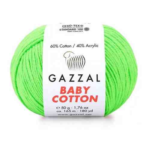 Пряжа Gazzal Baby Cotton (Беби Коттон) - 5 мотков Цвет: Салатовый (3427) 60% хлопок, 40% акрил 50г 165м арт. 101768011025