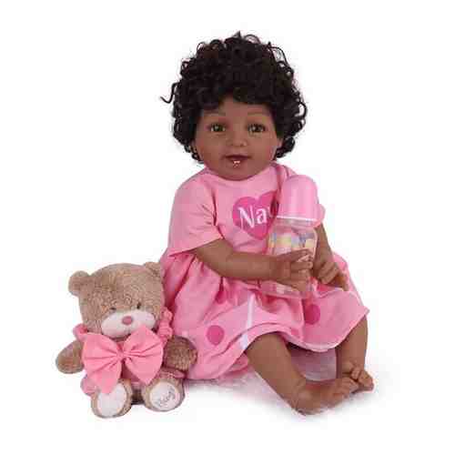 reborn Kaydora Кукла Реборн (Reborn Dolls) - Девочка в розовом платье, темнокожая (56 см) арт. 101361652337