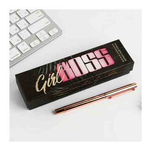 Ручка розовое золото металл в подарочной коробке Girl Boss арт. 101715149855
