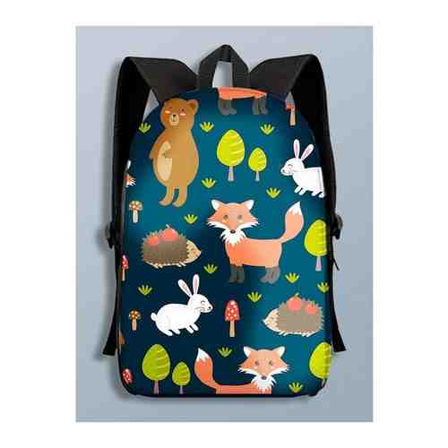 Рюкзак звери (лиса, лес, ежик, рюкзак, принтом, для школьника) - 77 A3 р арт. 101740711915