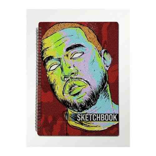 Скетчбук А4 крафт 50 листов Блокнот для рисования, эскизов с деревянной обложкой музыка Канье Уэст (Kanye West) - 200 В арт. 101767739559