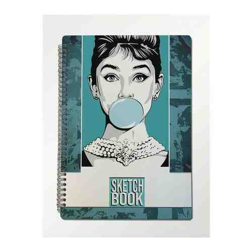 Скетчбук А4 крафт 50 листов Блокнот для рисования, эскизов с деревянной обложкой Одри Хепберн (Audrey Hepburn) - 59 В арт. 101767676529