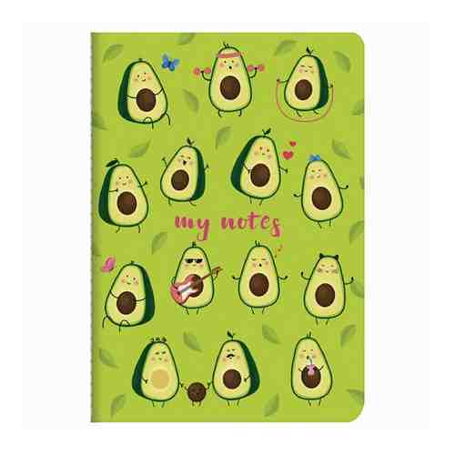 Тетрадь 40 л. в клетку обложка SoftTouch, бежевая бумага 70 г/м2, сшивка, А5 (147х210 мм), милые авокадо, BRAUBERG, 403770 арт. 101291168221