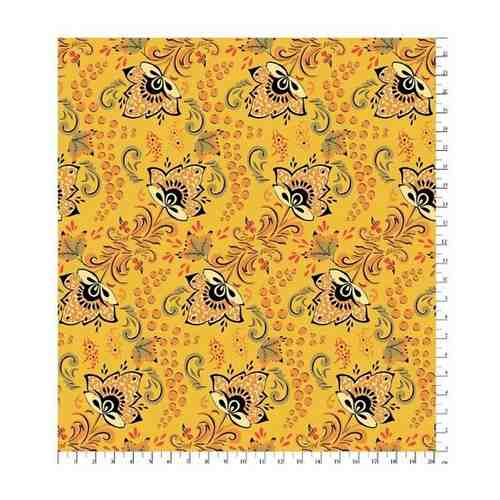 Ткань для пэчворка Peppy Русские традиции, 50х55 см, 110 г/м2, 100% хлопок, желтый арт. 100867906652