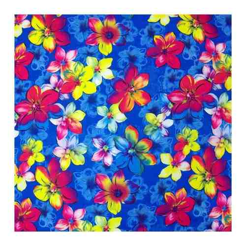 Ткань плащевая, принт цветы на голубом, 100*150см арт. 101770794492