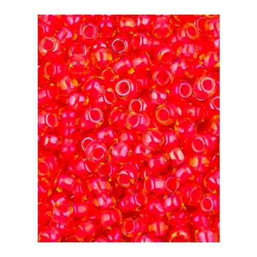 Японский бисер Toho, размер 11/0, цвет: Окрашенный изнутри светящийся светлый топаз/неоновый розовый (979), 10 грамм арт. 101116681915